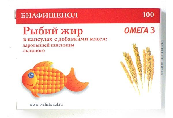 Рыбий жир Биафишенол с маслом зародышей пшеницы и льна капс 100БАД